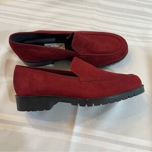 Rockport deep Red Suede Loafers Flats nwob size 7w